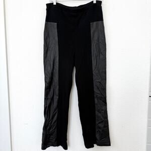 SANTA‎ FE Wool Leather Paneled Knit Pants Black Size 14 Stretch Moto Goth Grunge